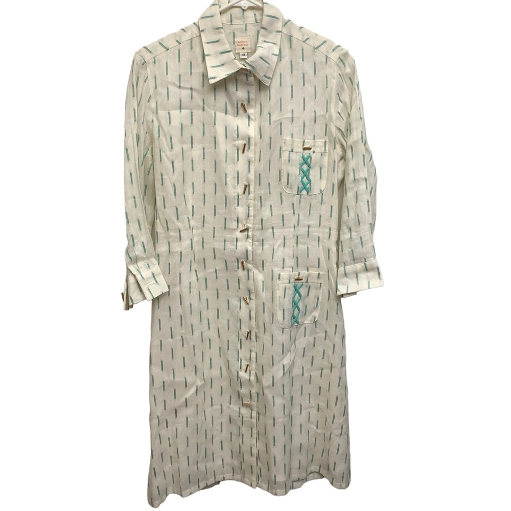 Lauren Moffatt Linen Blend Embroidered Shirt Dress